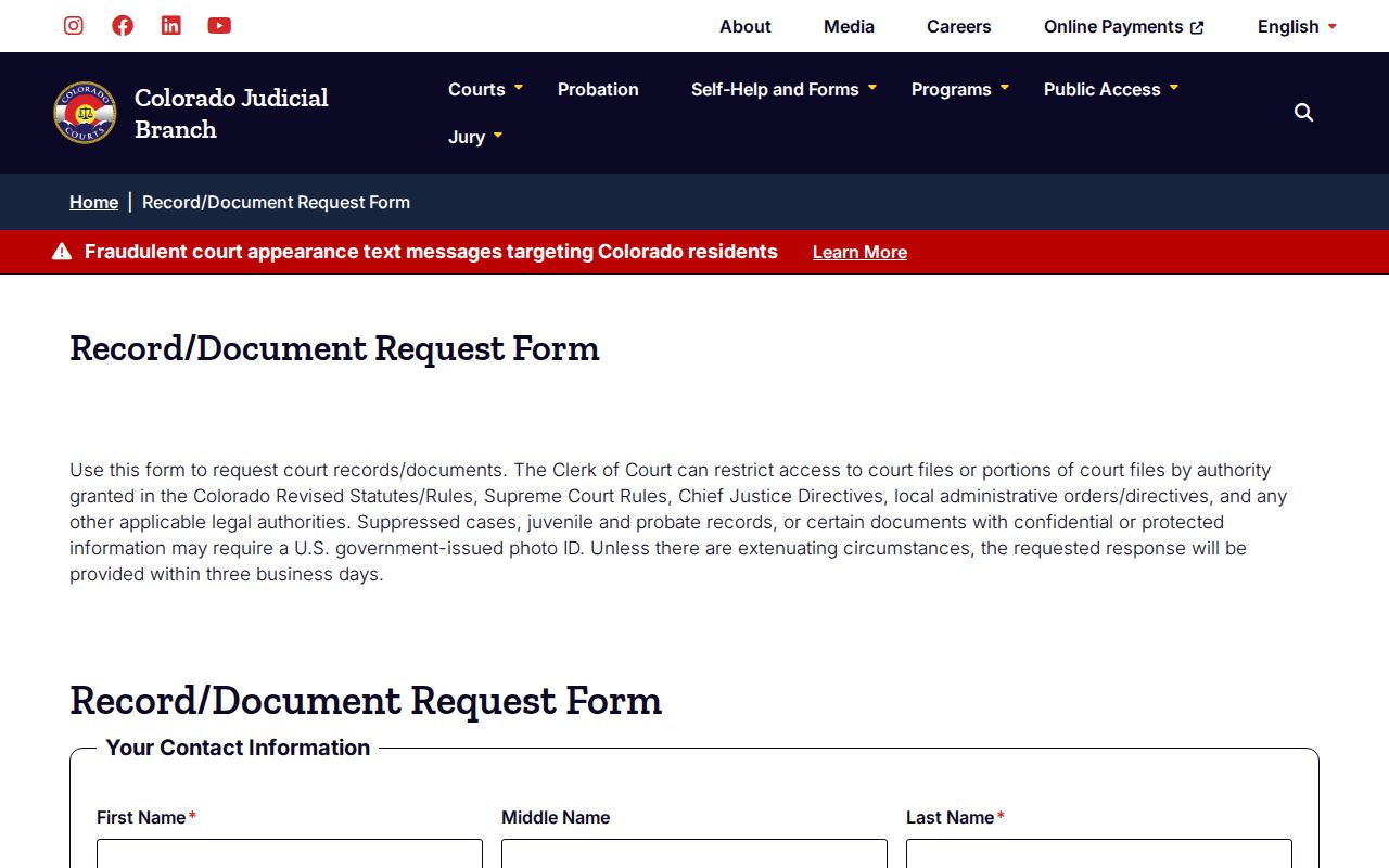 Morgan County warrant record request form