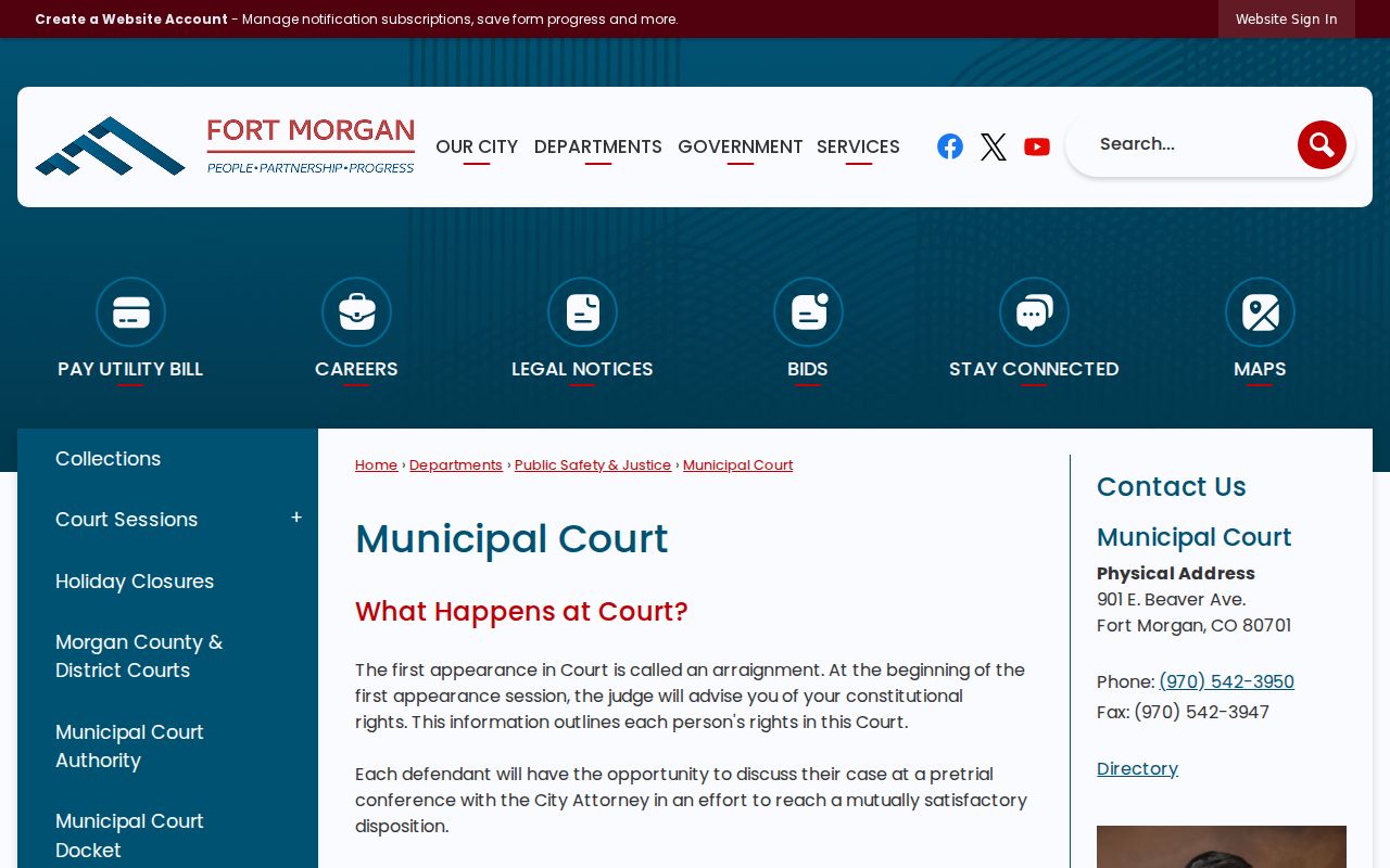 Fort Morgan venue for Morgan County municipal court warrant records