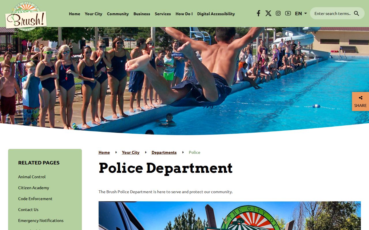 Brush warrant records police department official page