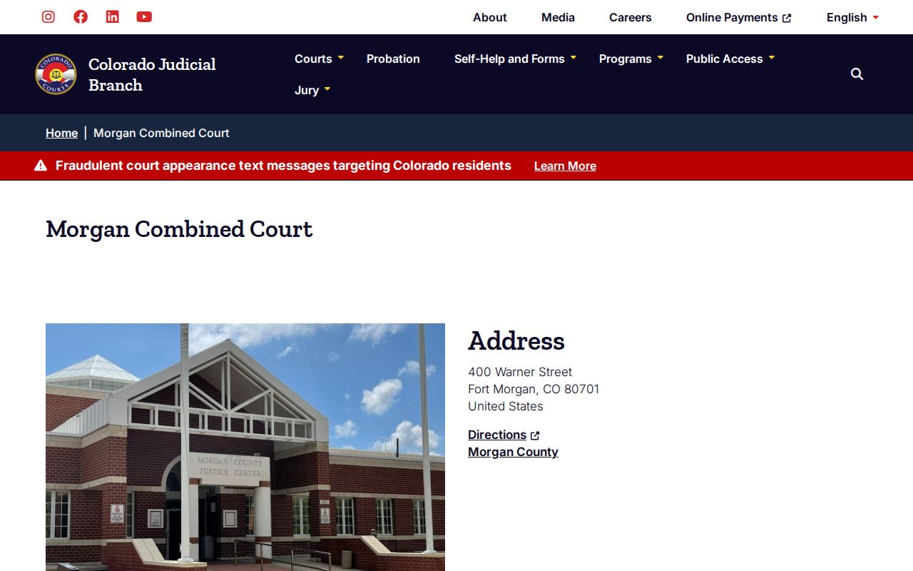 Morgan Combined Court address for Morgan County warrant records